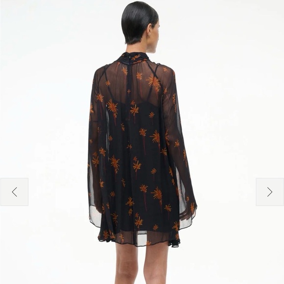 STAUD Black Dress with Orange Floral Design - Picture 2 of 5